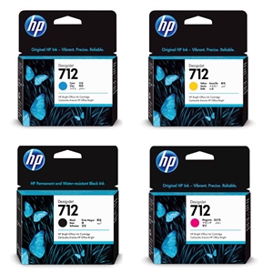 Fullt set av bläck HP 712 bläckpatroner för HP Designjet